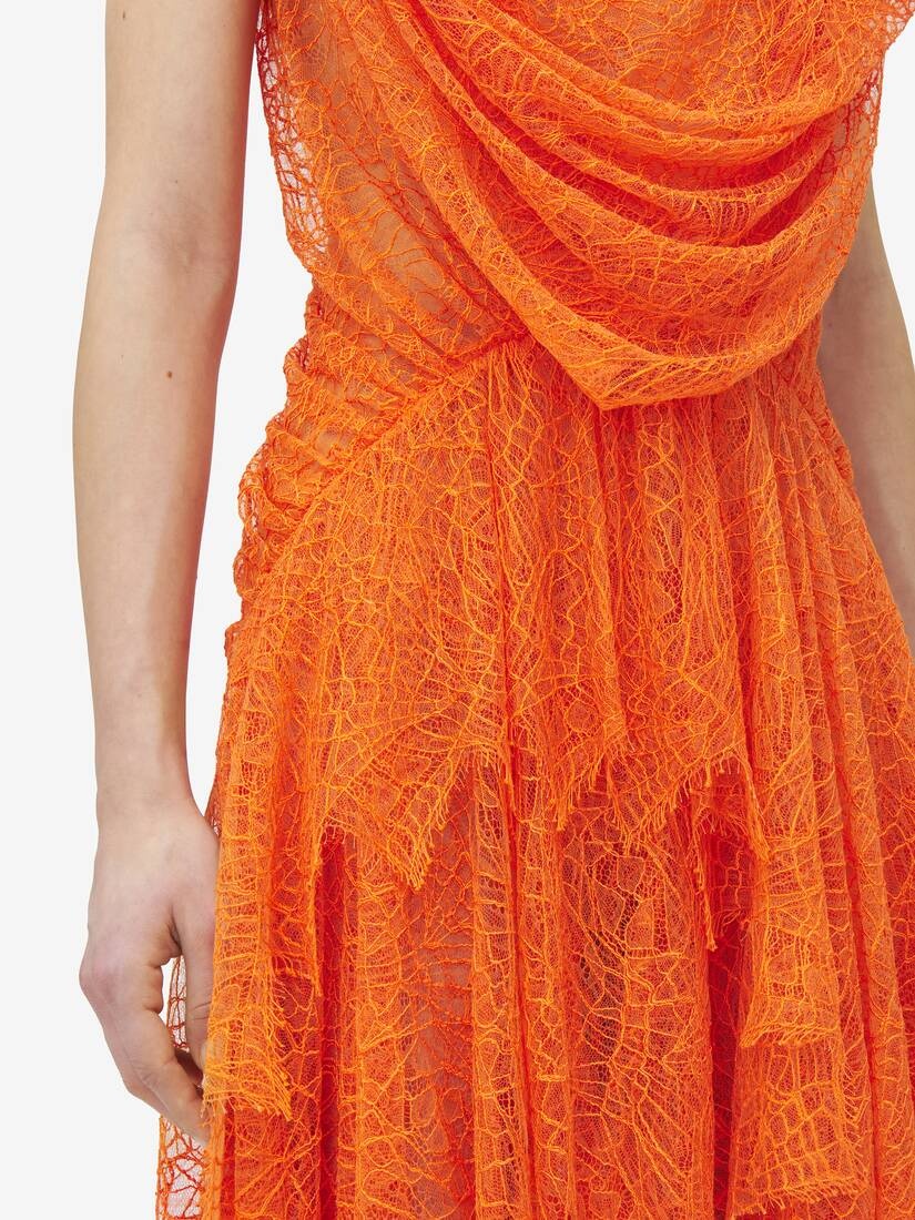 Cobweb Lace Asymmetric Dress - 5