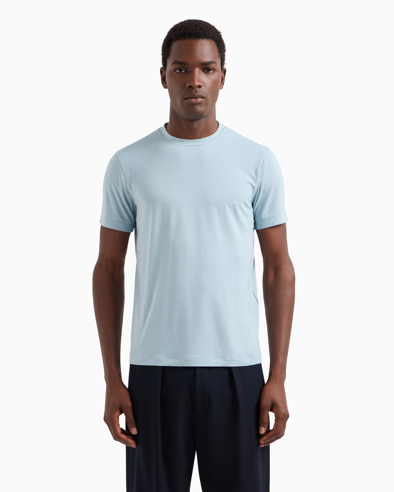 CREW-NECK LONG-SLEEVED T-SHIRT IN STRETCH VISCOSE JERSEY - 2