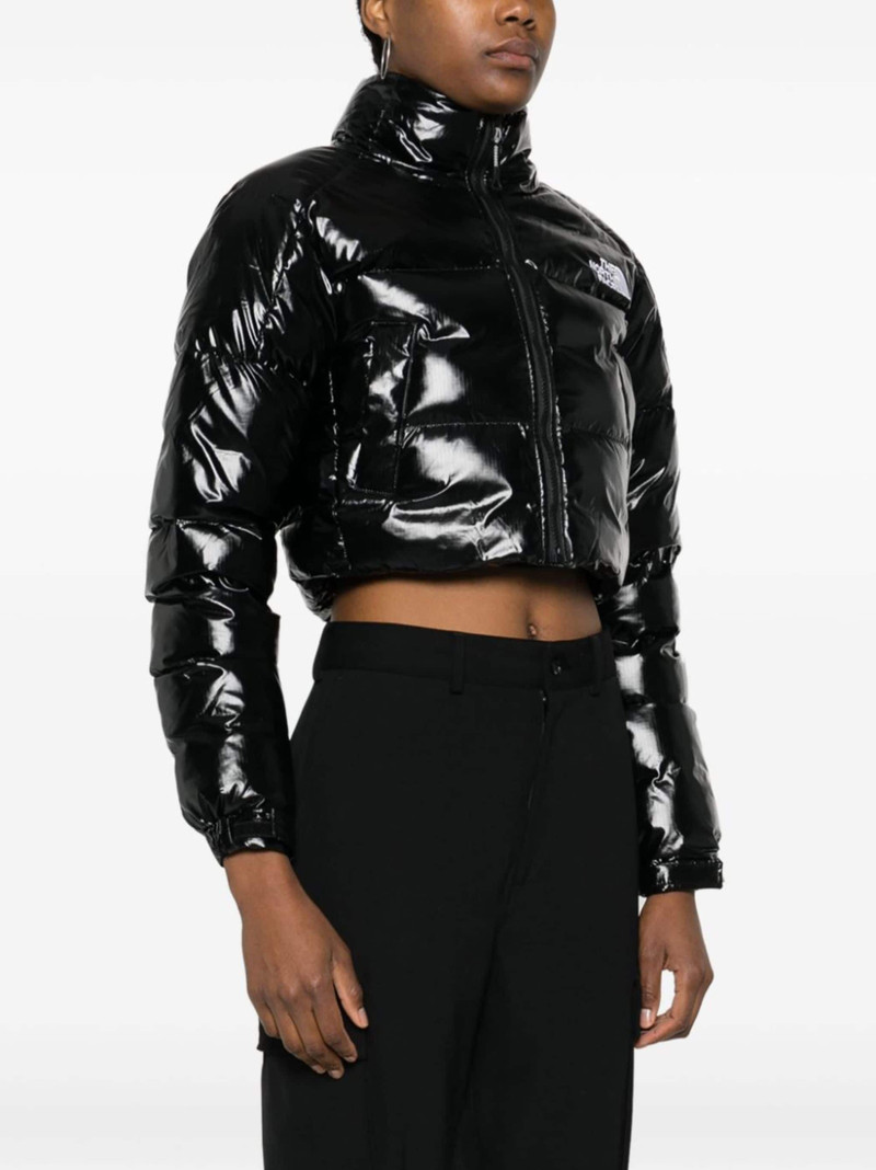 logo-embroidered cropped puffer jacket 3