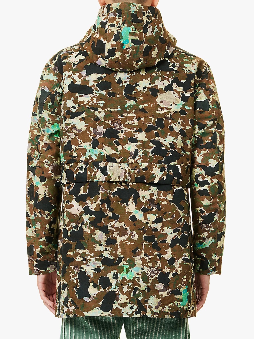 Camouflage-print hooded relaxed-fit cotton jacket - 4