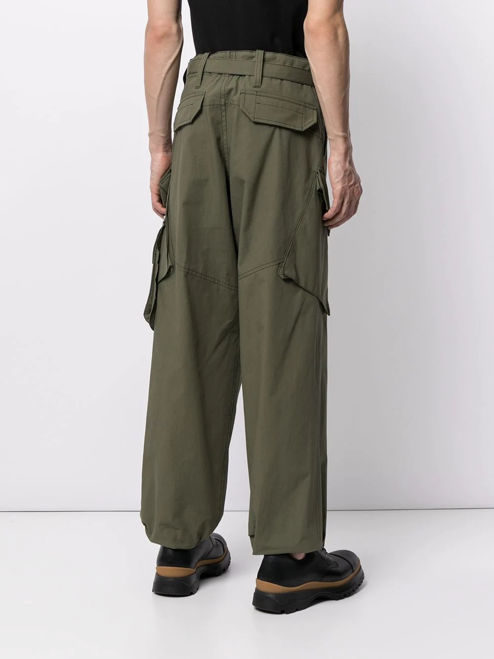 belted cargo trousers - 4