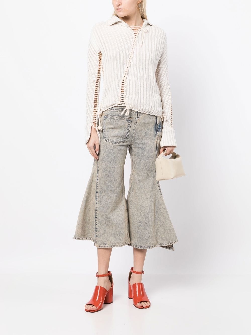 cropped flared denim jeans - 2