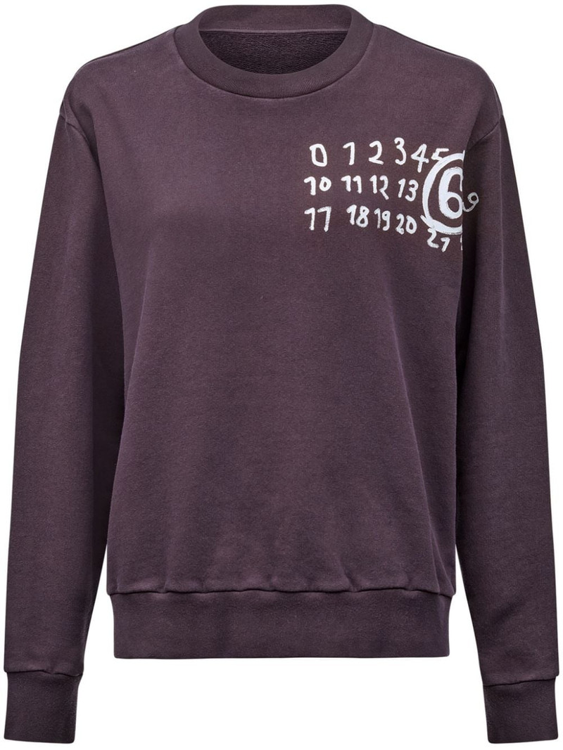 Numbers-print cotton sweatshirt 1