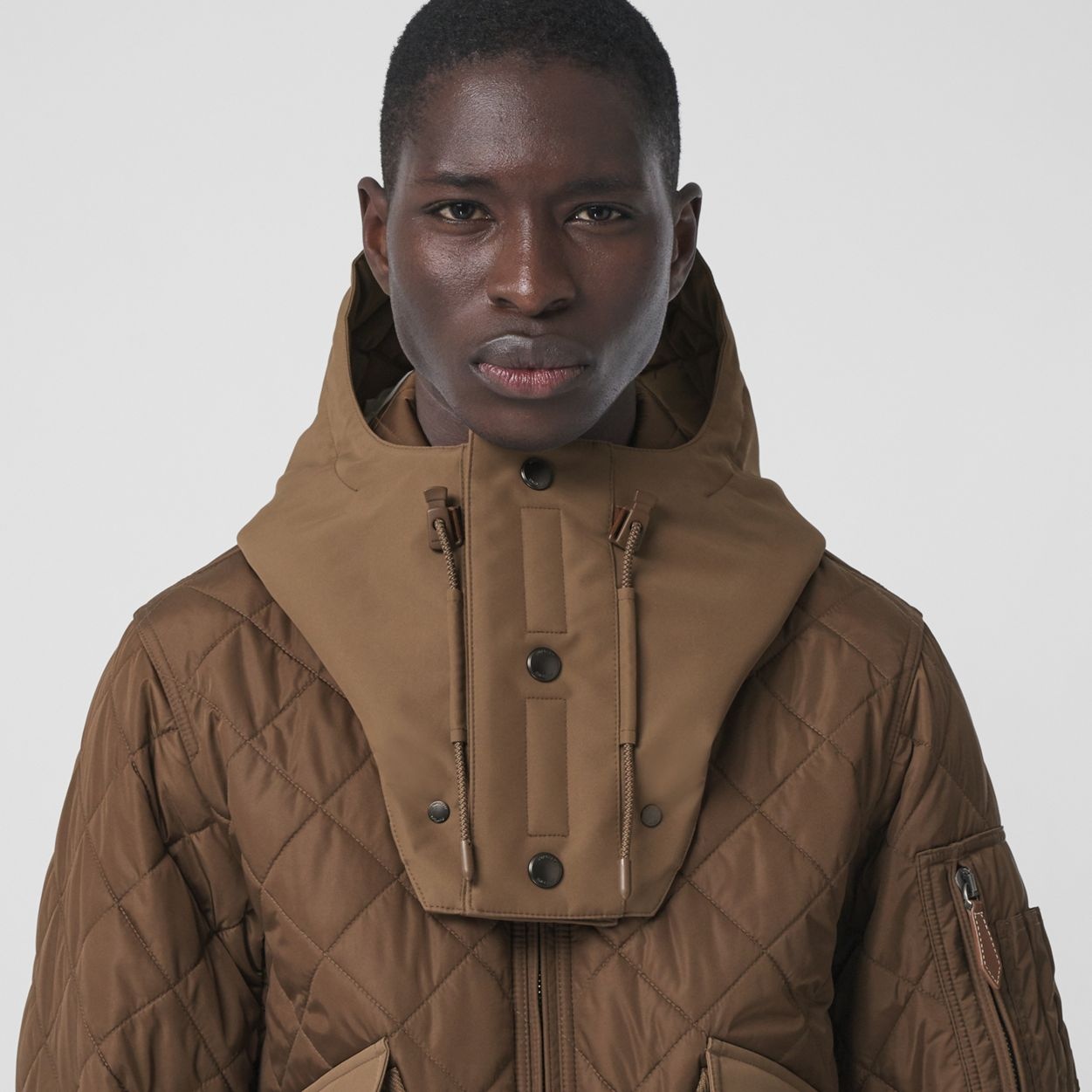 Detachable Hood Quilted Nylon Bomber Jacket - 5