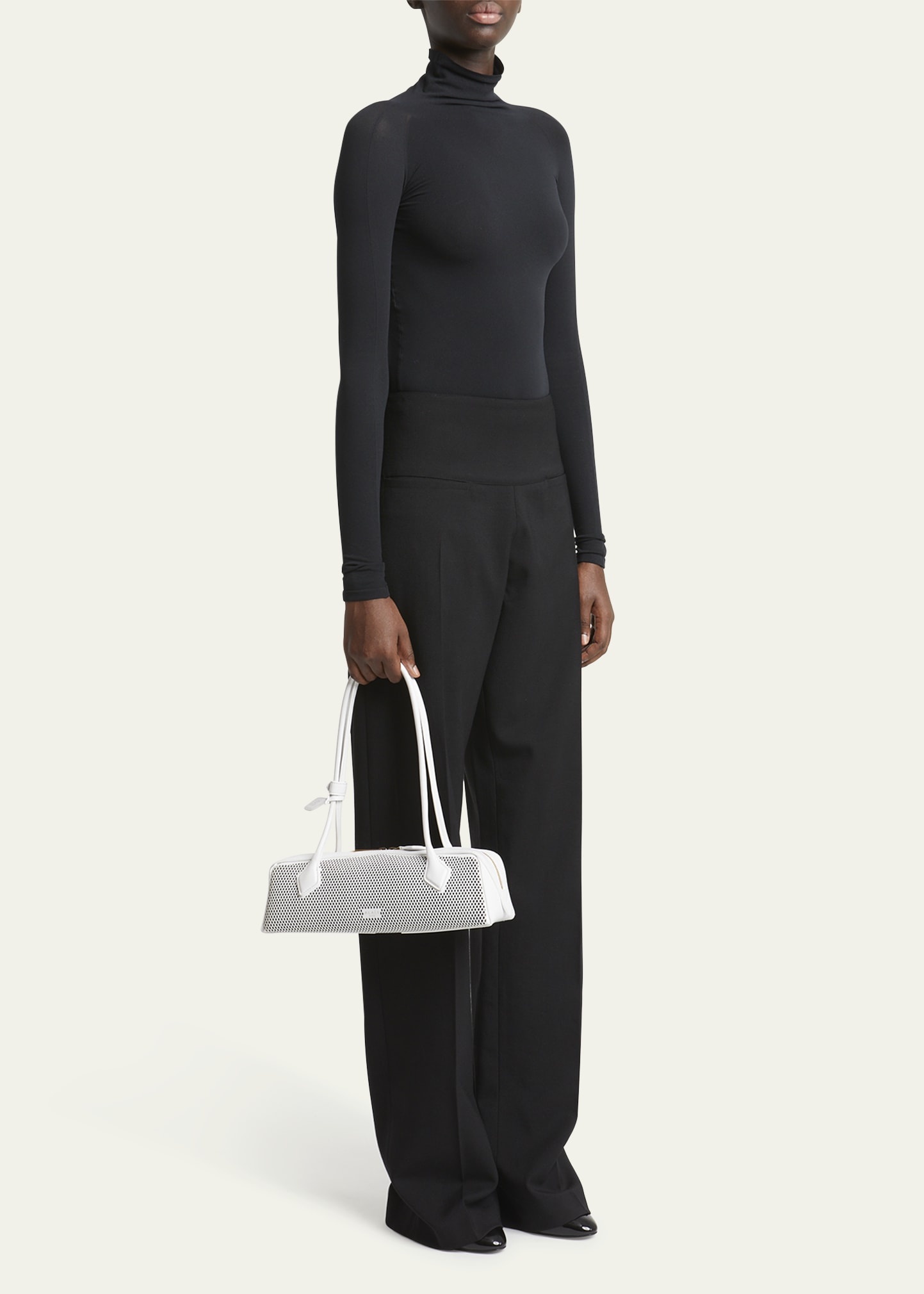 Le Teckel Medium Shoulder Bag in Fishnet Leather - 6