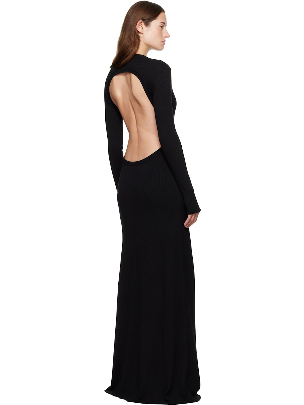 Black Eva Long Open Back Knitted Maxi Dress - 3