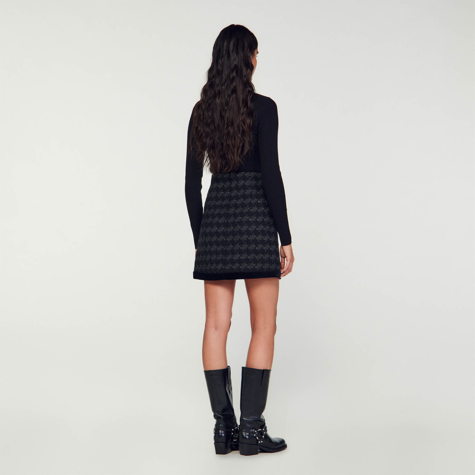 HOUNDSTOOTH TWEED SHORT SKIRT - 6