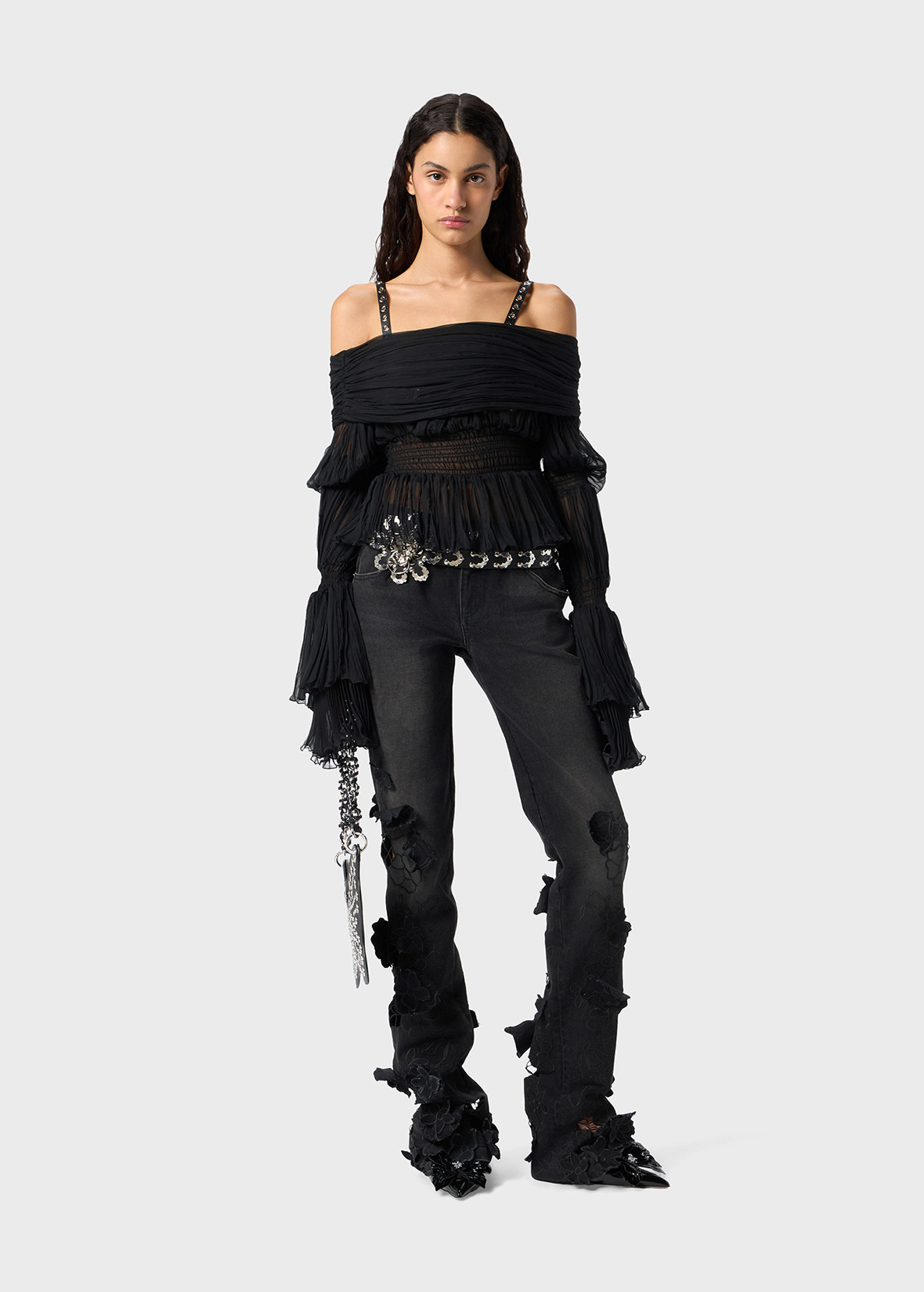 STRAIGHT LEG JEANS WITH EMBROIDERY - 2