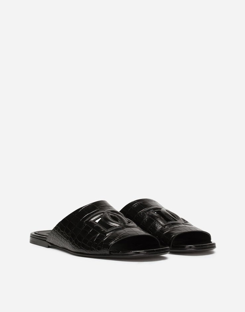 Crocodile-print calfskin Pantheon sliders 2