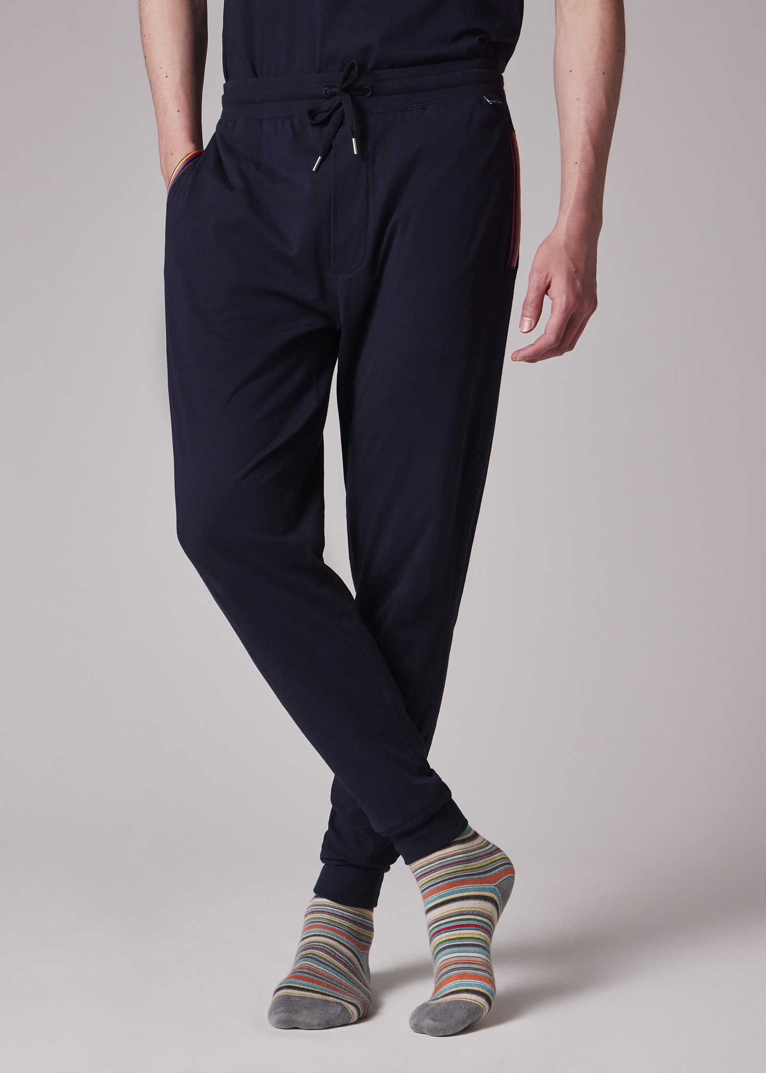 Navy Jersey Cotton Lounge Pants - 4