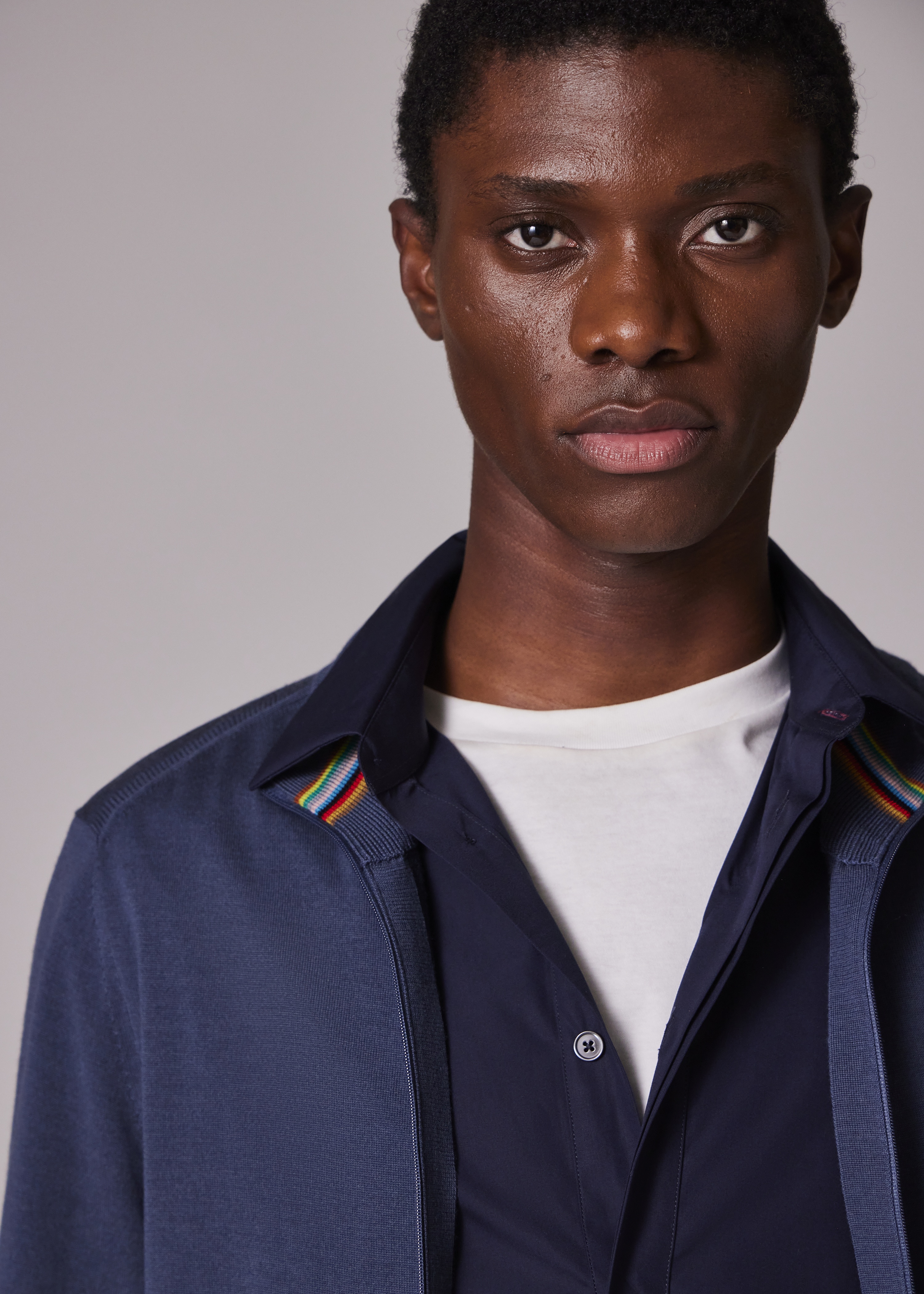 Stone Blue Merino Wool Full-Zip Cardigan - 5