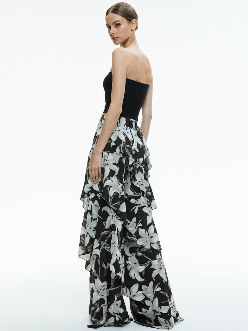 Alice + Olivia LOTUS HIGH RISE WIDE LEG RUFFLE PANT outlook