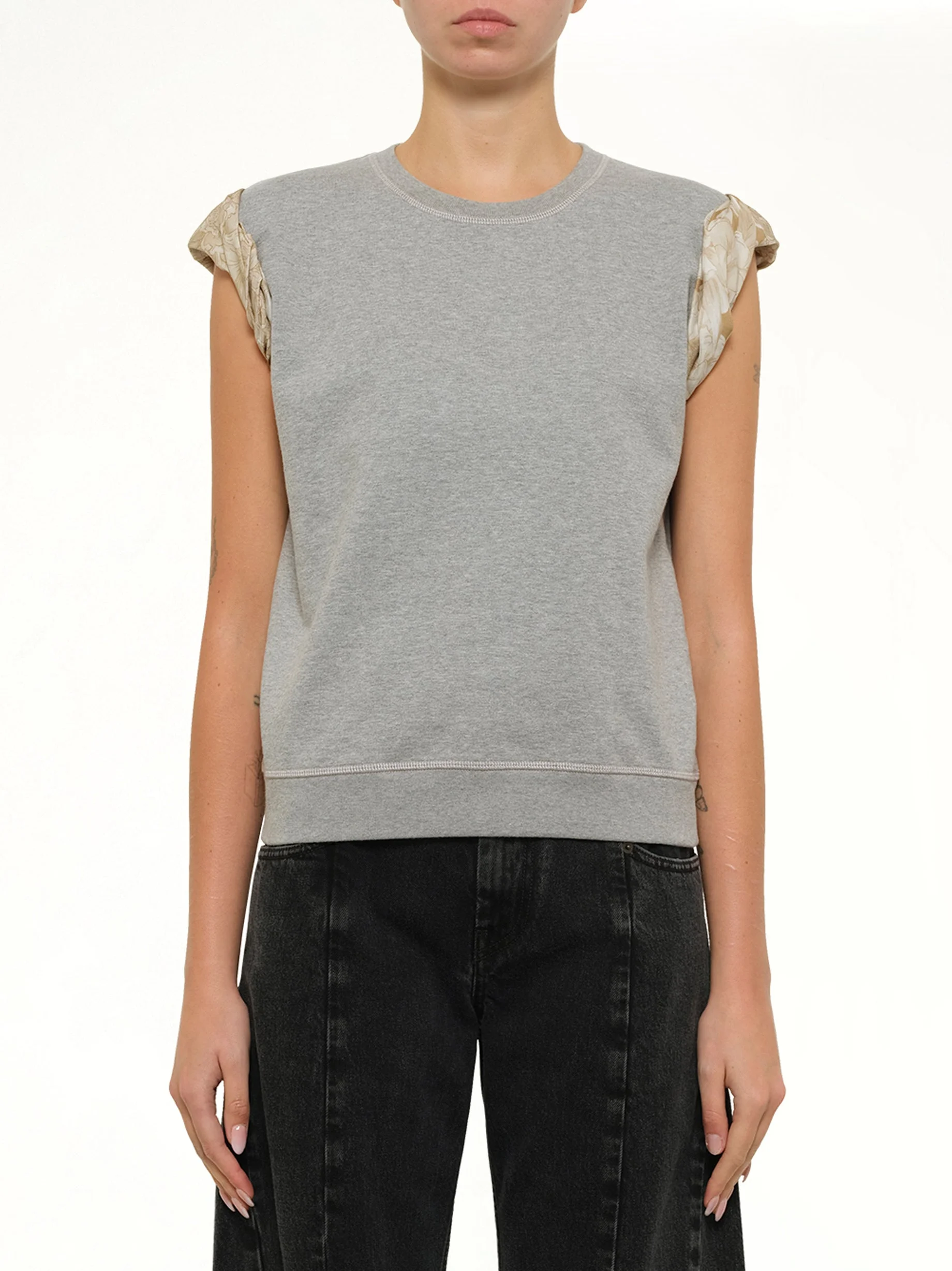 Exposed Lining Sweatshirt in Grey Melange - 1