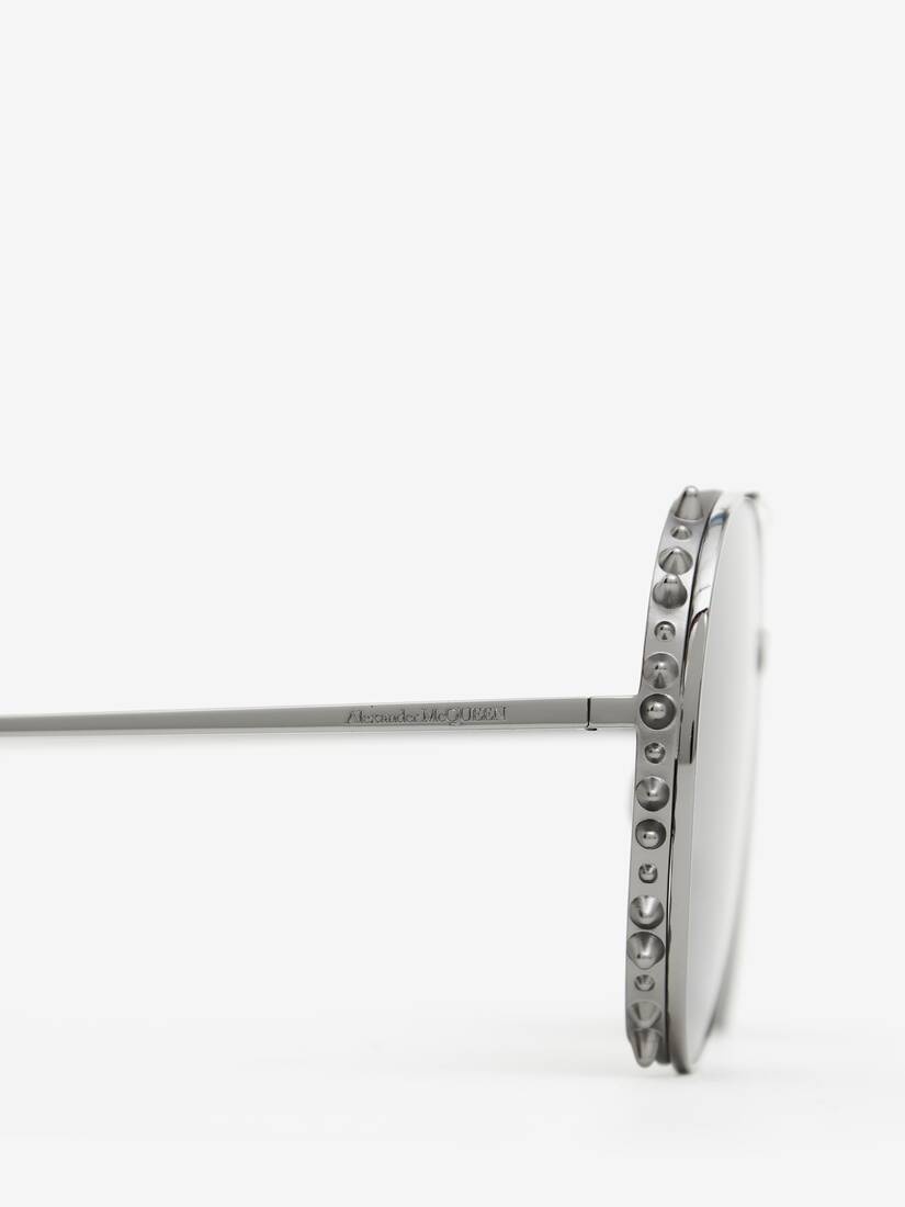 Punk Stud Pilot Sunglasses in Silver - 4
