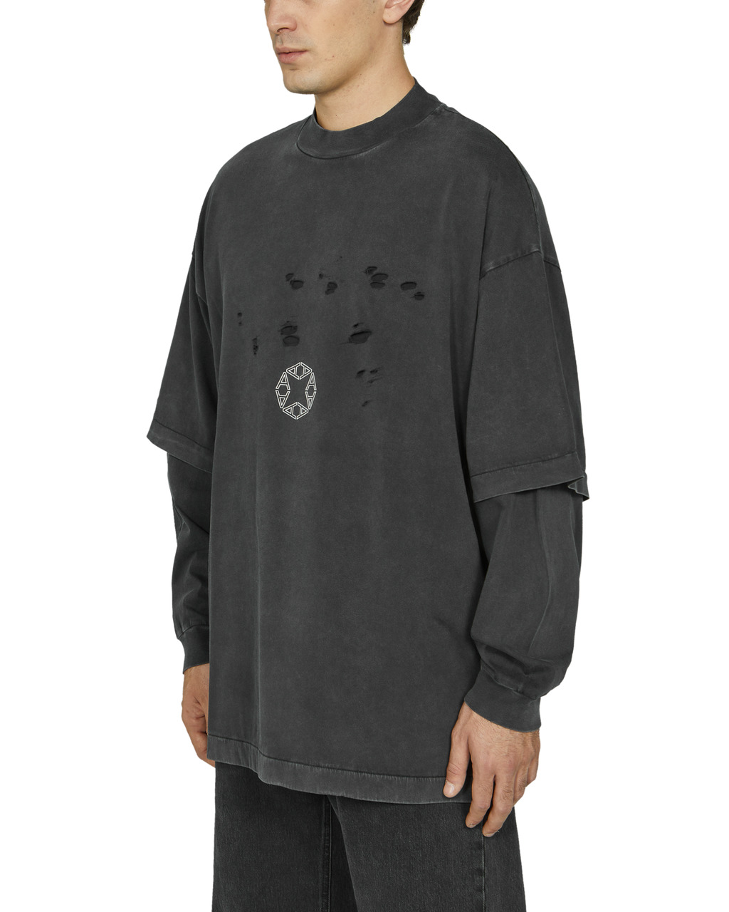DOUBLE SLEEVE LASER CUT LOGO T-SHIRT - 3