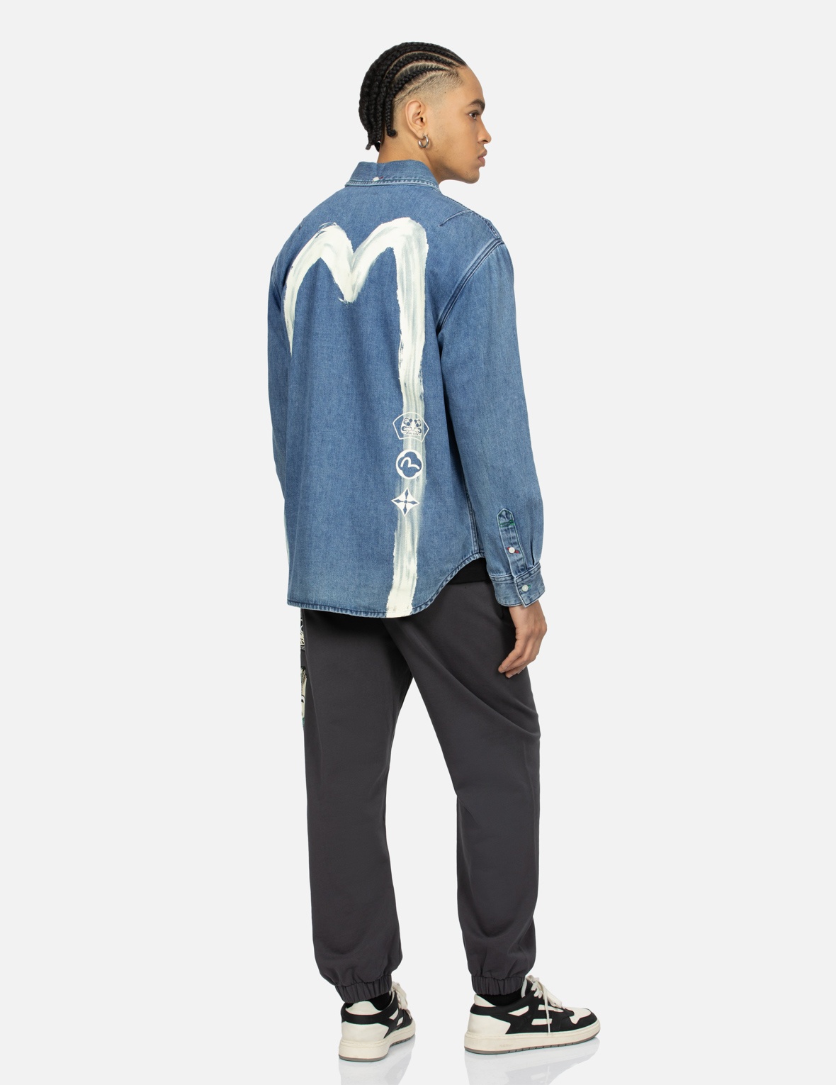 CALLIGRAPHY DAICOCK RELAX FIT DENIM SHIRT - 3