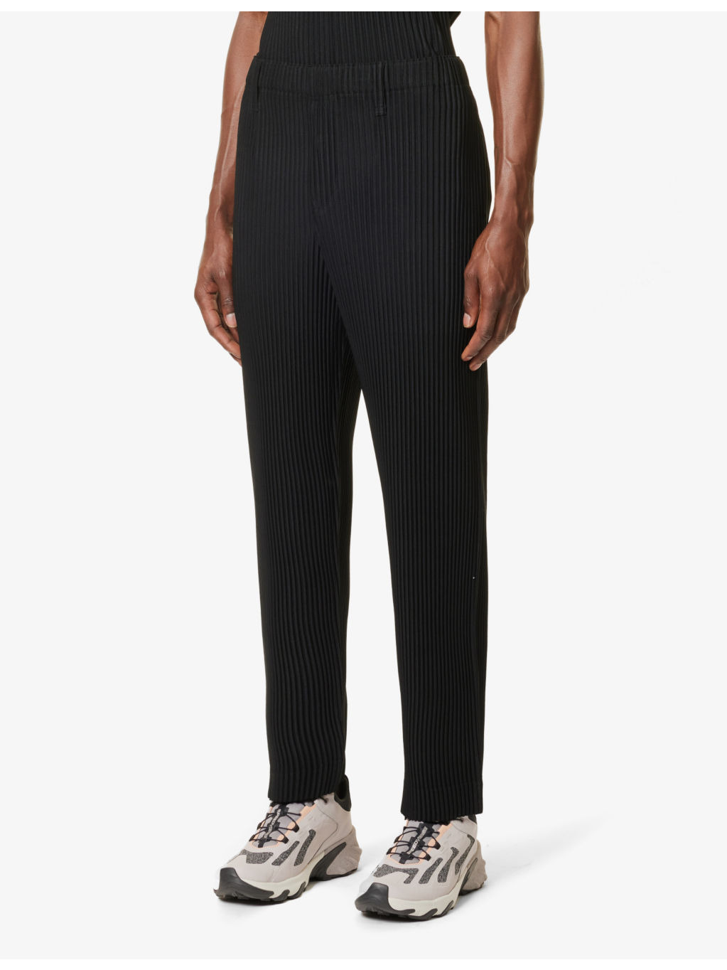 Pleated tapered-leg regular-fit knitted trousers - 3