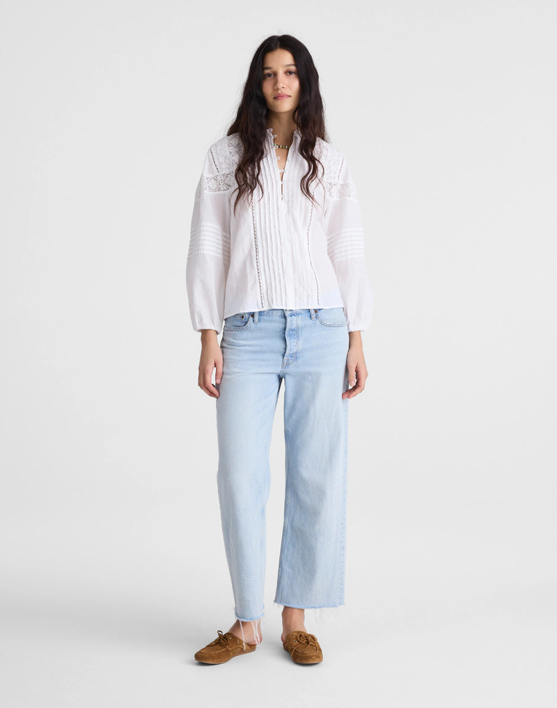 Ruffled High-Neck Pintuck Blouse 3