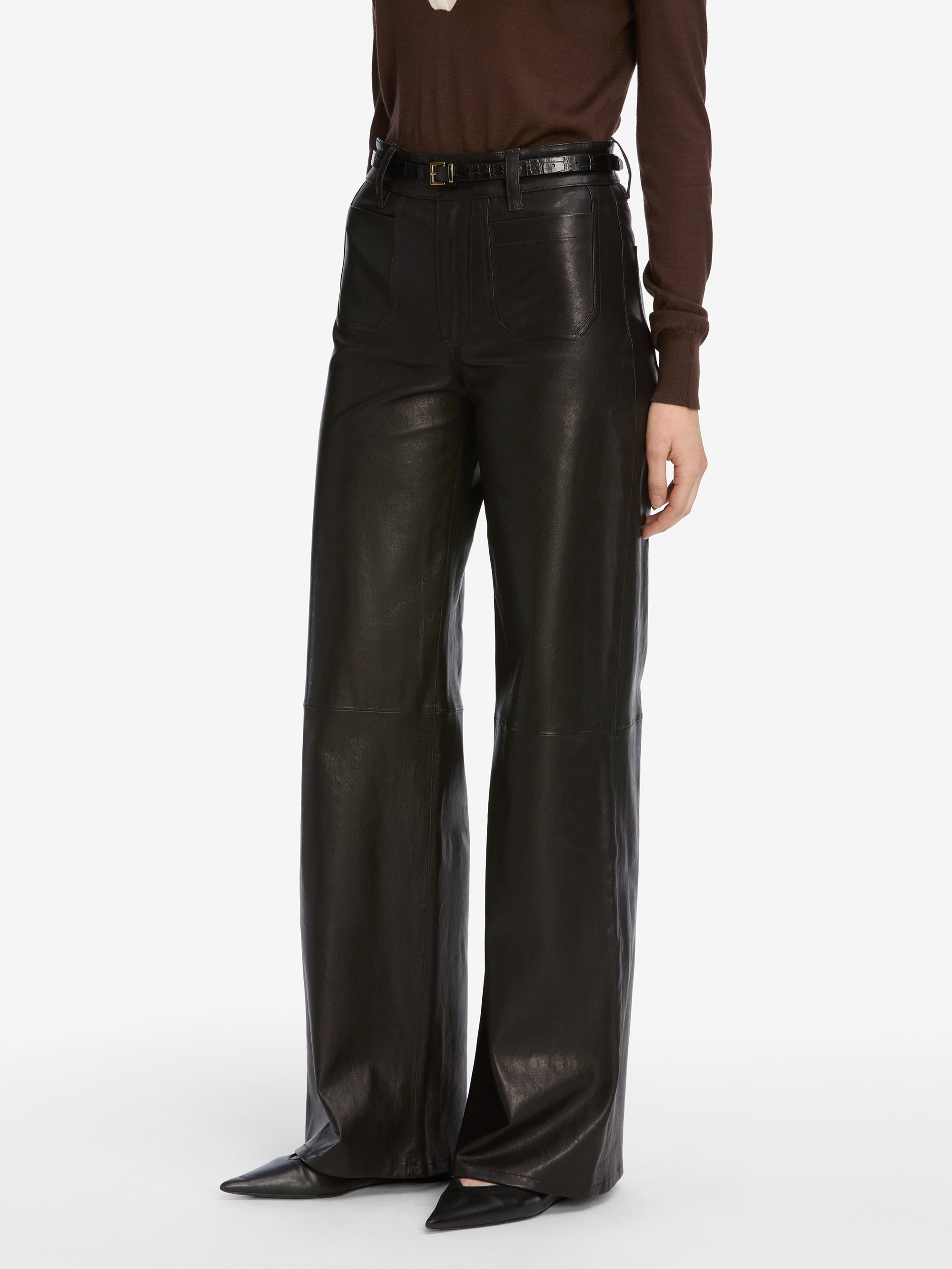 Le Slim Palazzo Modernist Pocket Leather in Black - 5