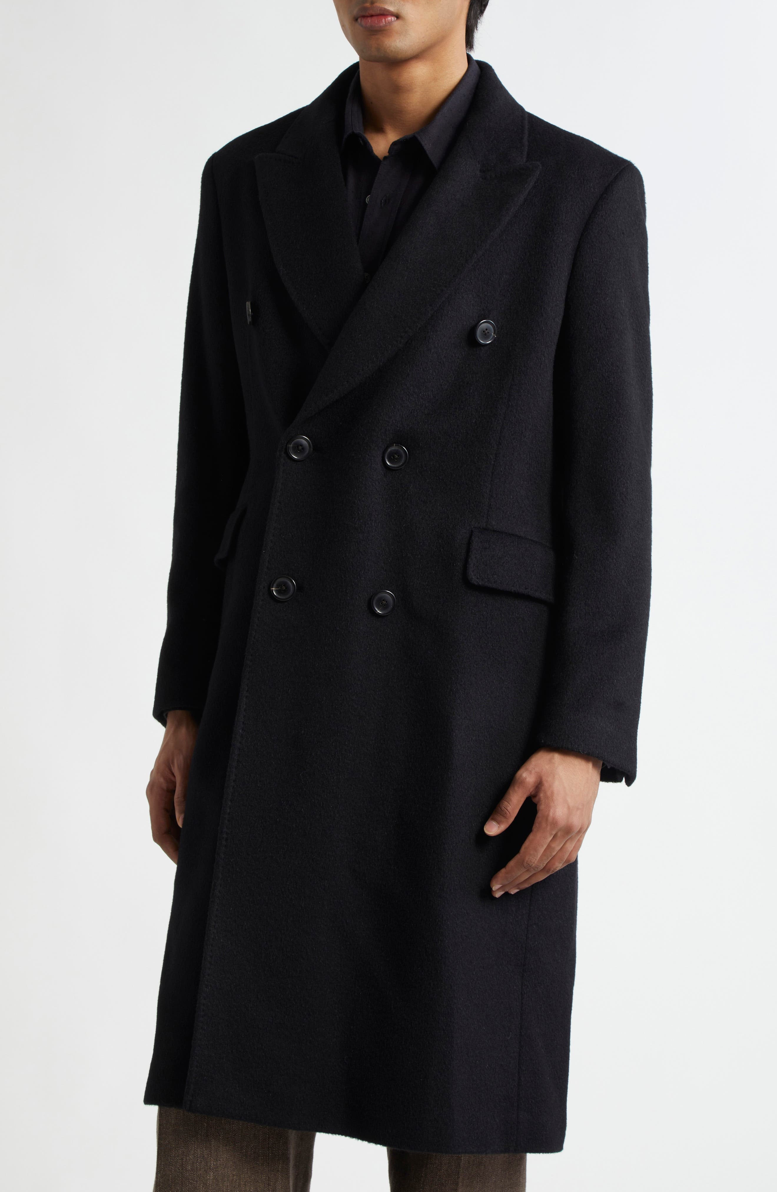 OUR LEGACY Whale Double Breasted Mohair Blend Coat in Black Hairy Wool at Nordstrom - 4