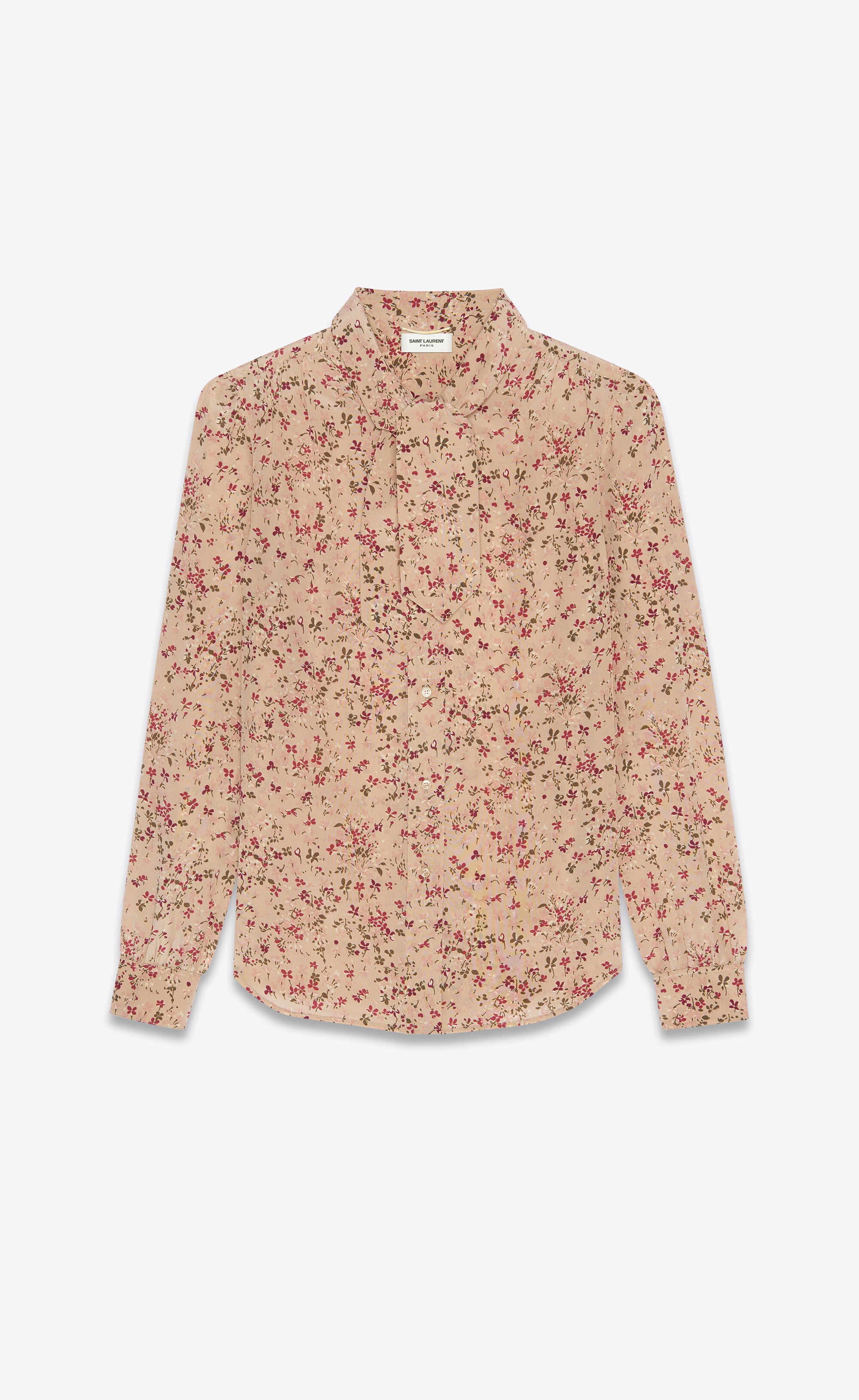 lavallière-neck blouse in floral crepe de chine - 1