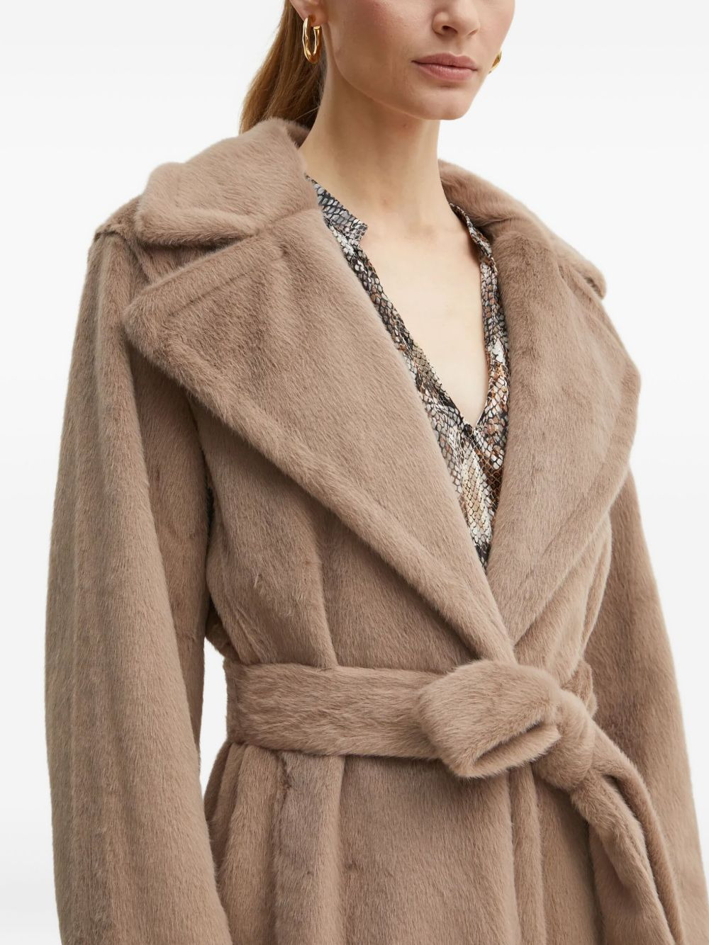 belted wide-lapels coat - 5