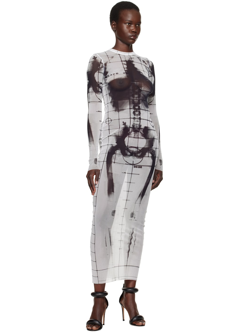 White & Black 'The Squeletor' Maxi Dress - 4