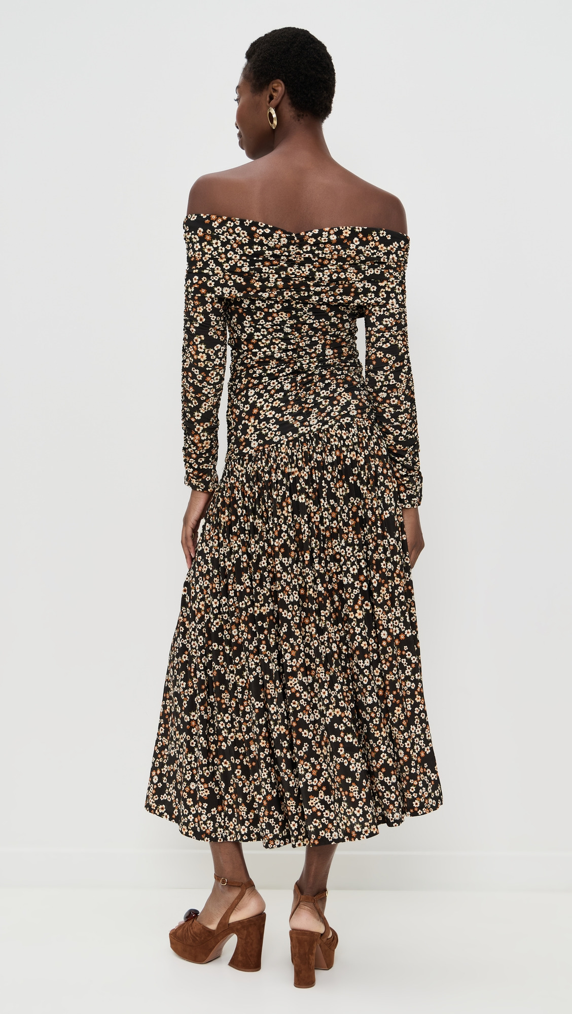 Tiny Flowers Long Sleeve Maxi Dress - 3