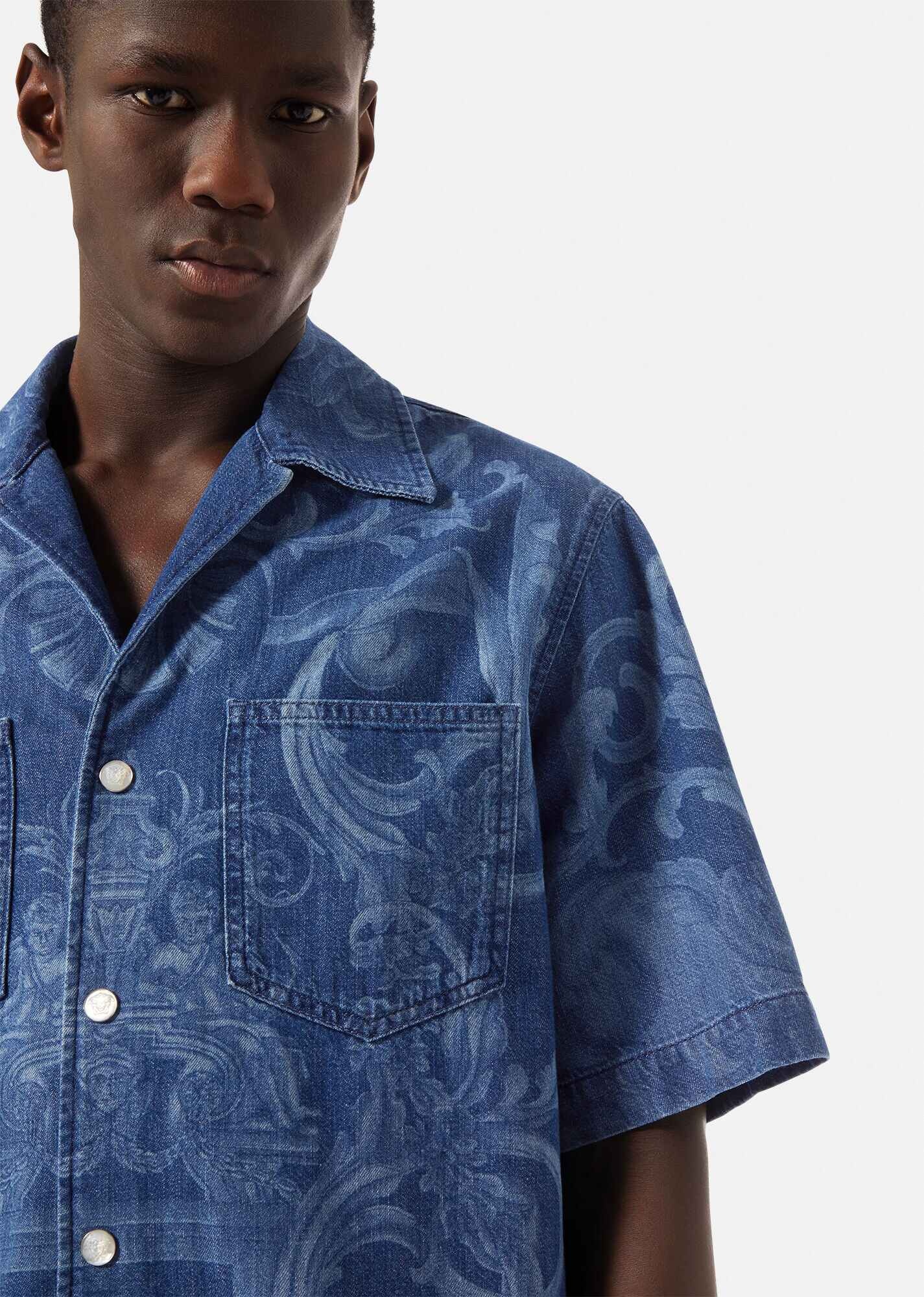 Silver Baroque Denim Shirt - 5