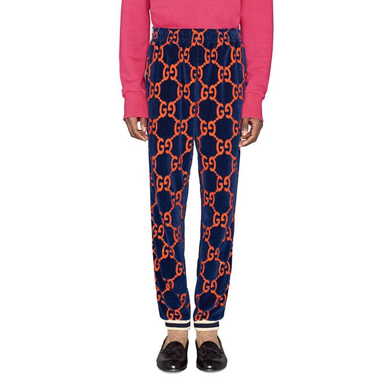 Men's Gucci Athleisure Casual Sports Long Pants/Trousers Blue Orange 522960-X9T39-4438 - 3