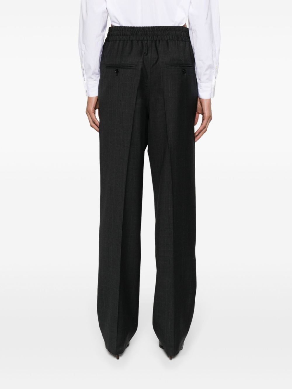 check-pattern tapered-leg trousers - 4