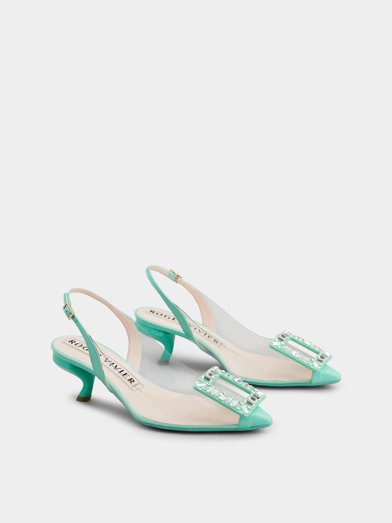 Roger Vivier Virgule Strass Buckle Slingback Pumps in PVC outlook