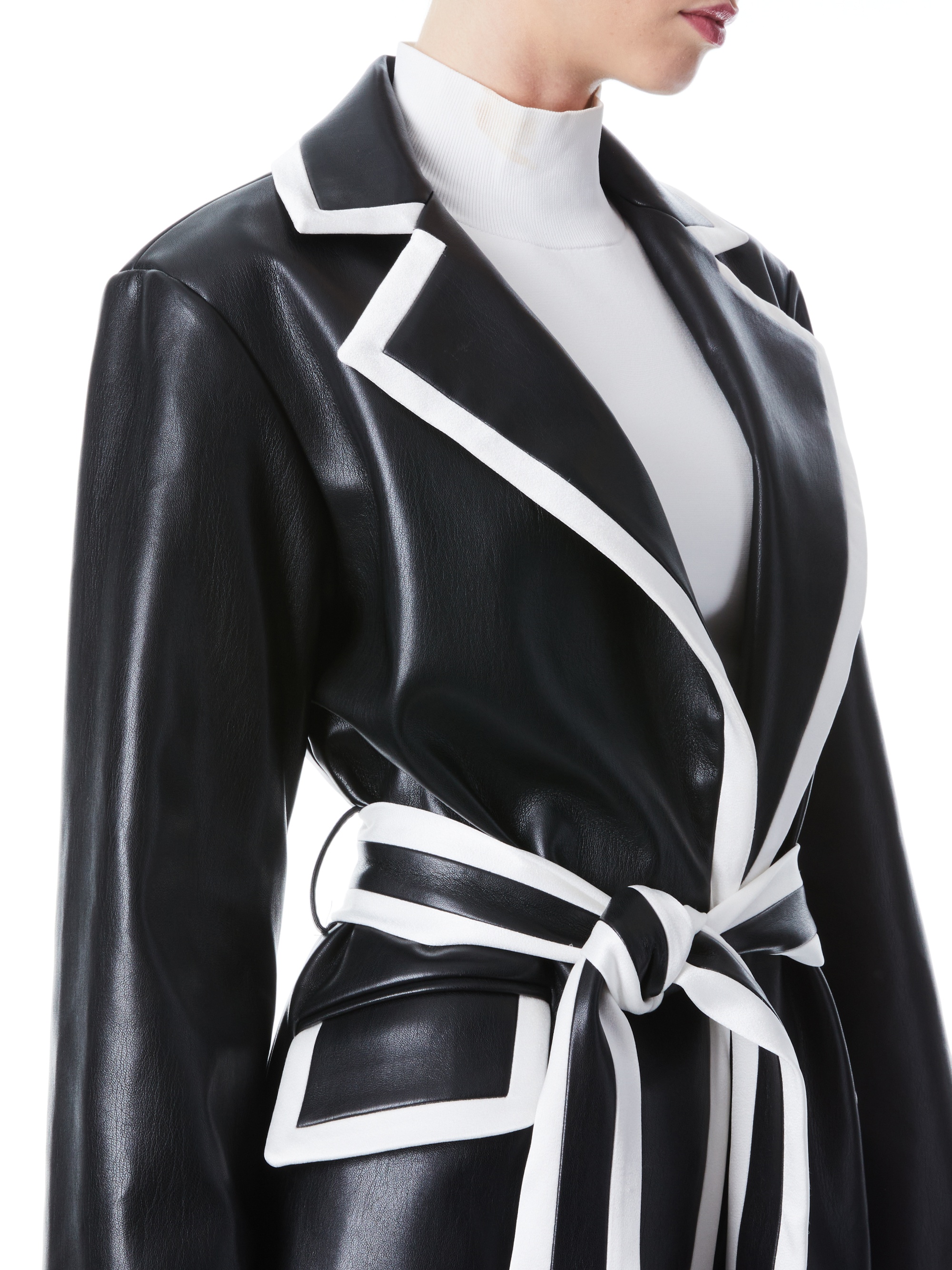 SABRA COMBINATION VEGAN LEATHER TRENCH COAT - 5