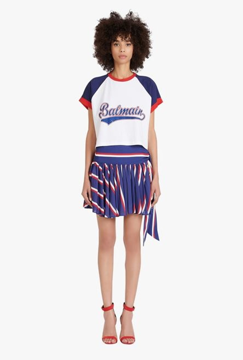 HIGH SUMMER CAPSULE - Blue and red striped pleated skirt 4