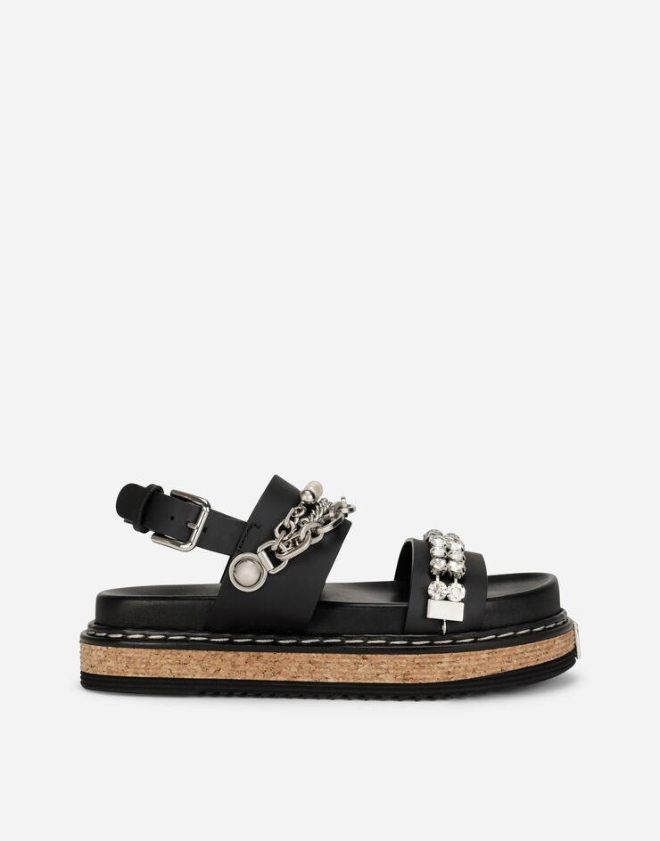 Calfskin sandals with embroidery - 1