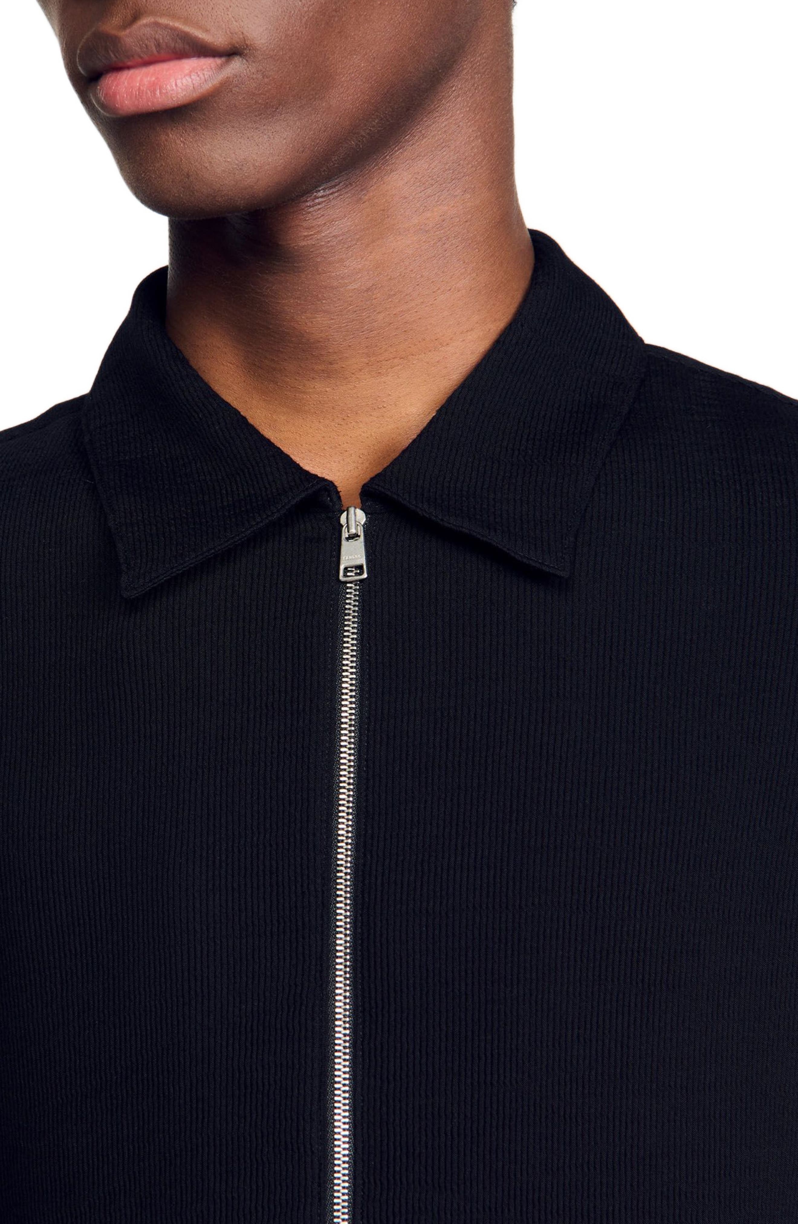 SANDRO Pleated shirt in Black at Nordstrom - 4