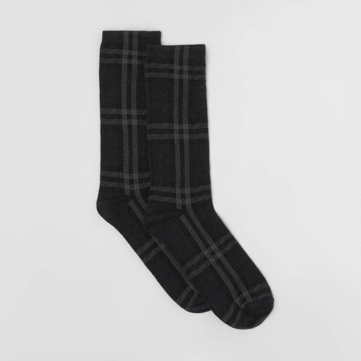 Check Cotton Cashmere Blend Socks - 5