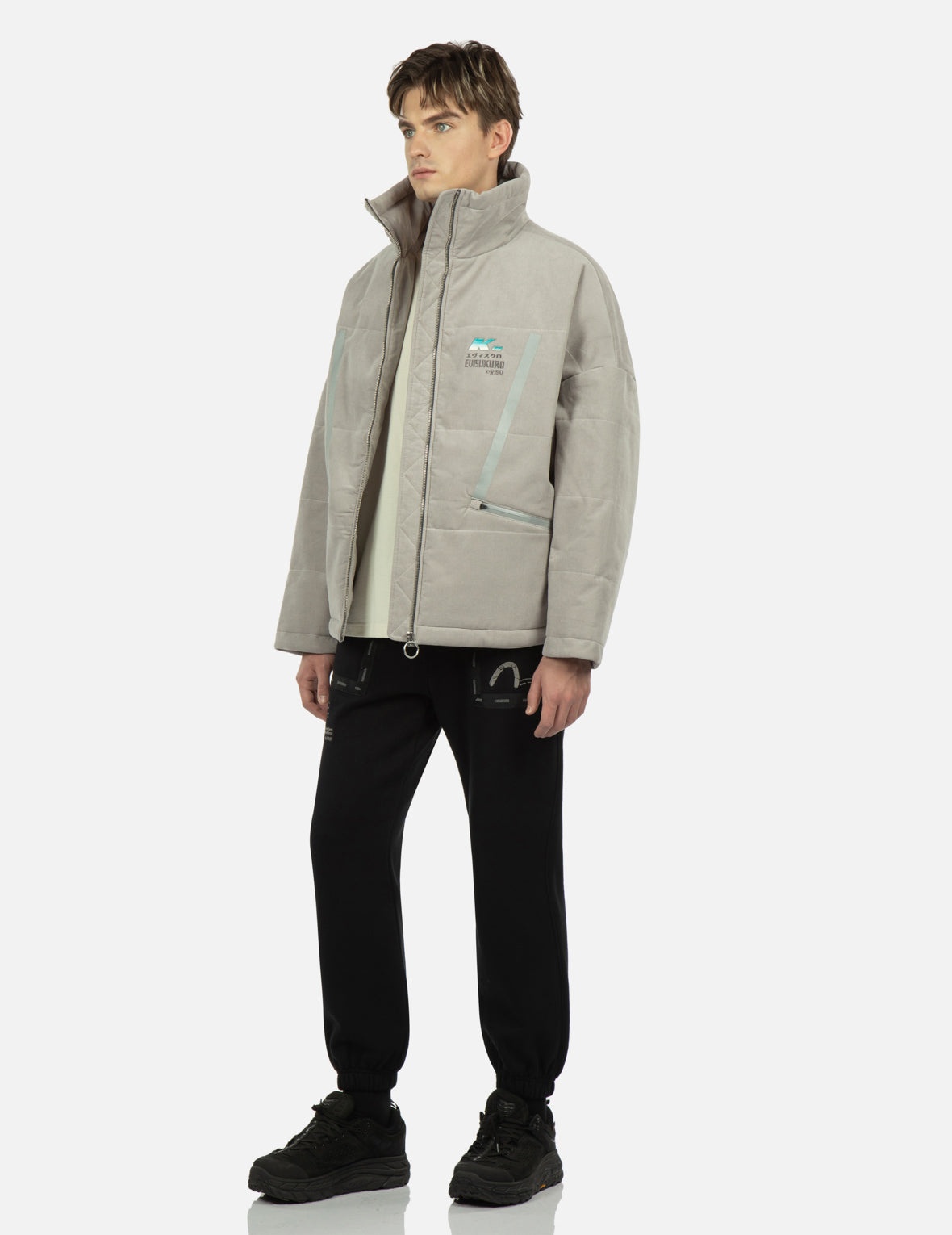 Gredient Seagull Embroidery Padded Jacket - 4