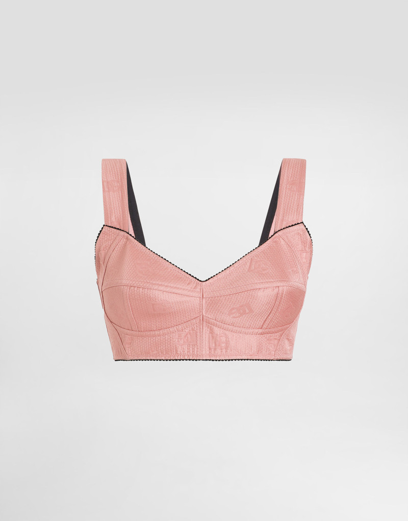 Quilted jacquard bralette top with DG logo 1