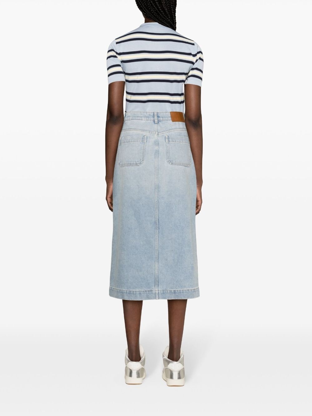 button-up denim midi skirt - 4