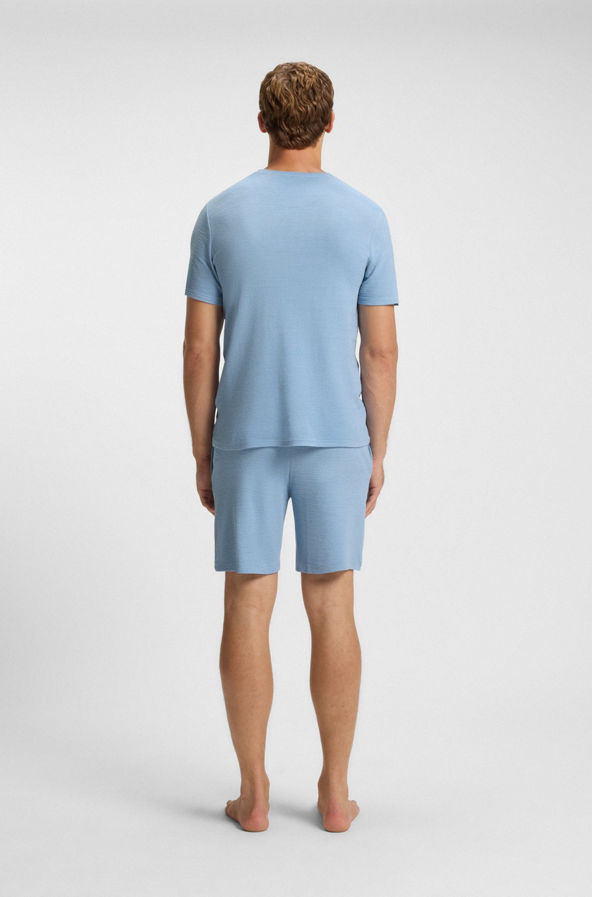 STRETCH-JERSEY PAJAMA T-SHIRT WITH EMBROIDERED LOGO - 4