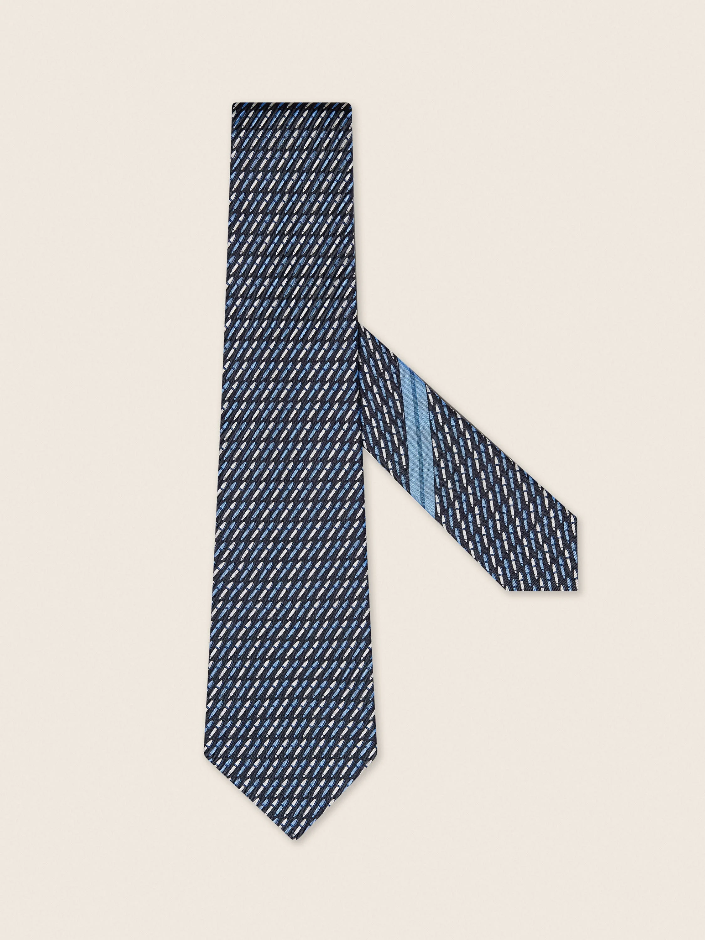 NAVY BLUE SILK TIE - 1