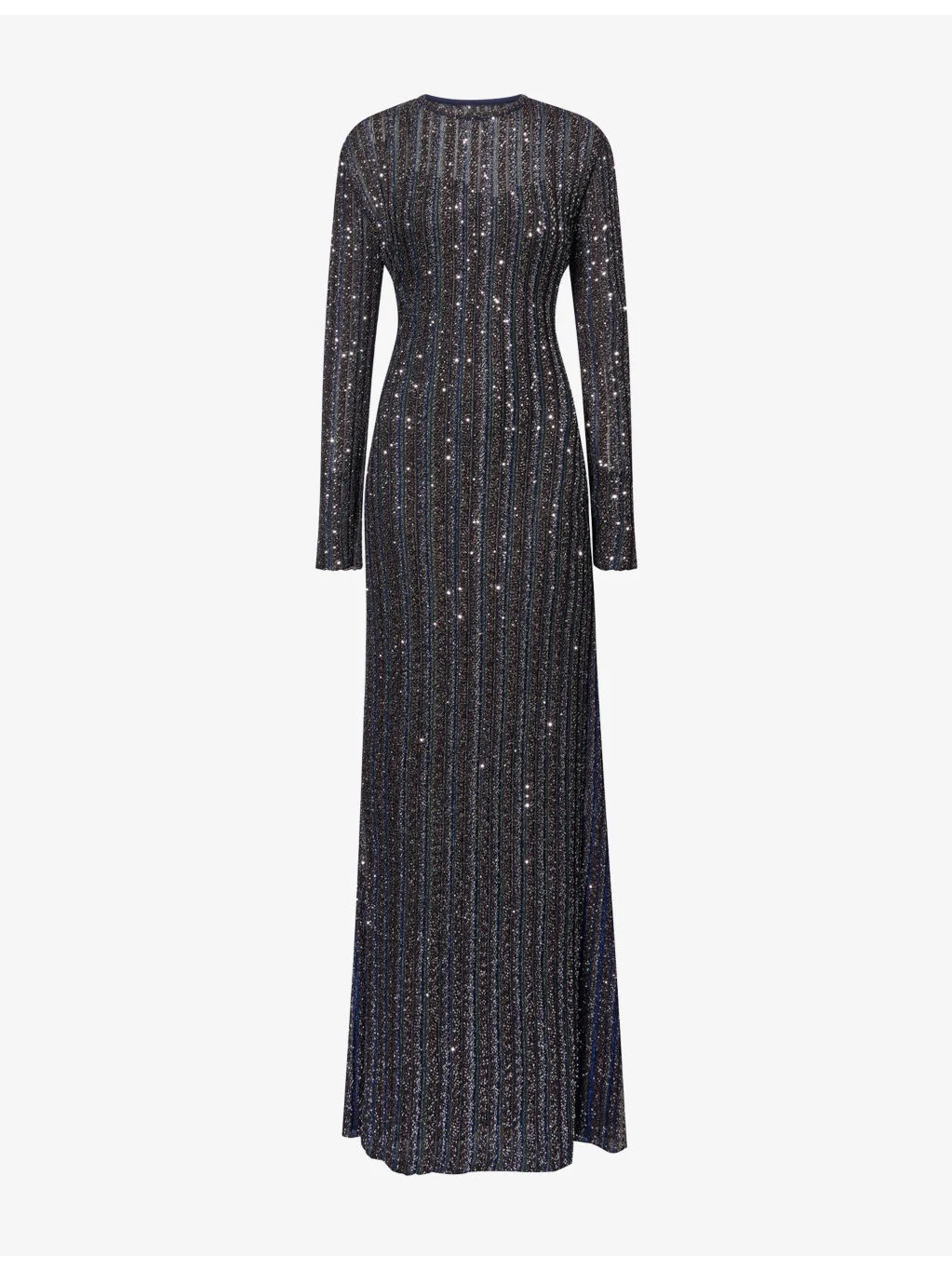 Long-Sleeve Sequinned Woven Maxi Dress - 1