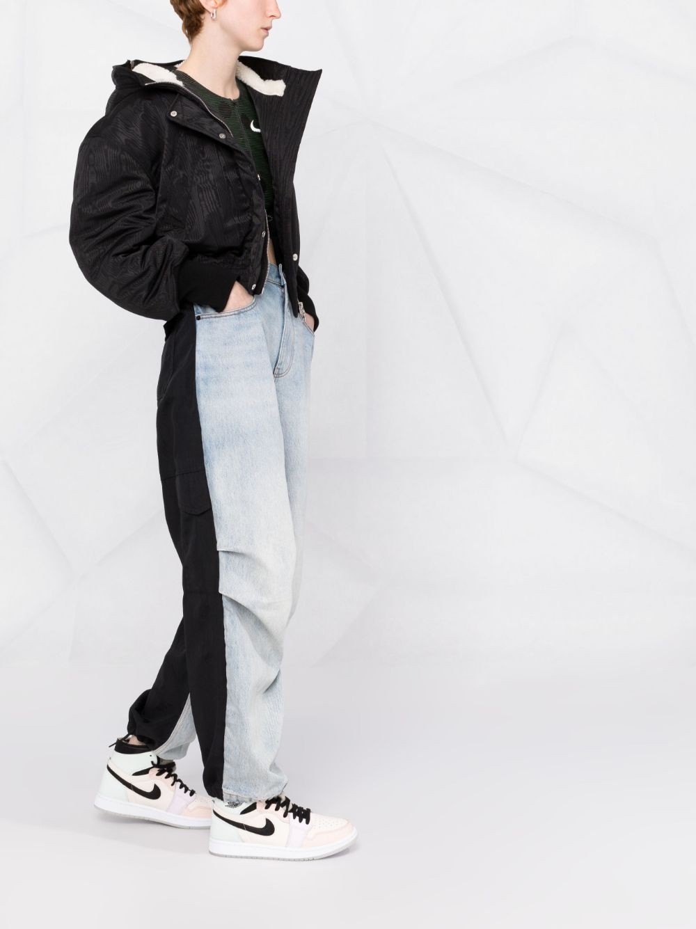 moiré-effect faux shearling-lined cropped jacket - 6