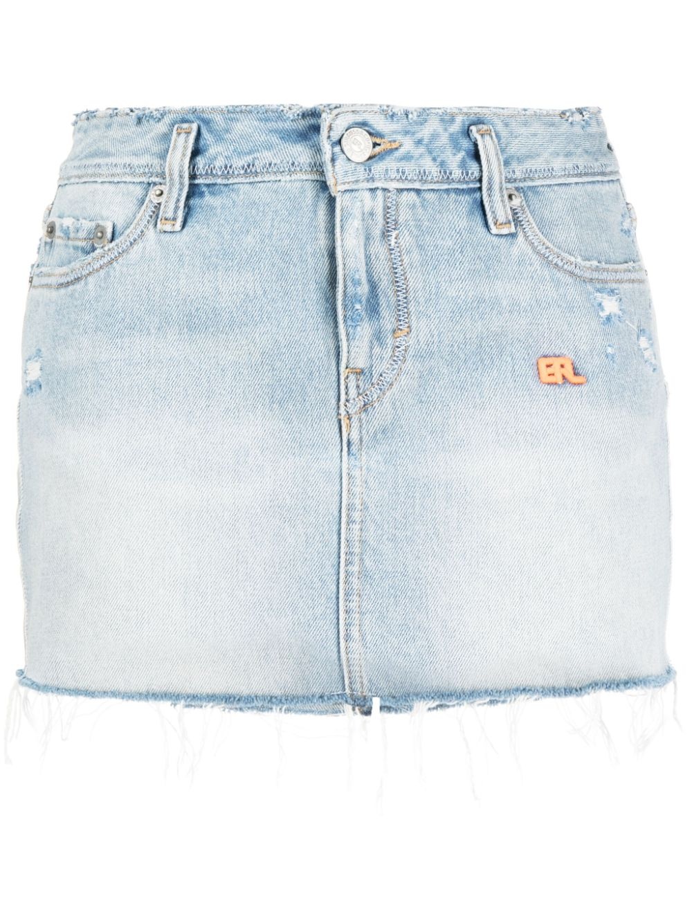 logo-embroidered denim miniskirt - 1