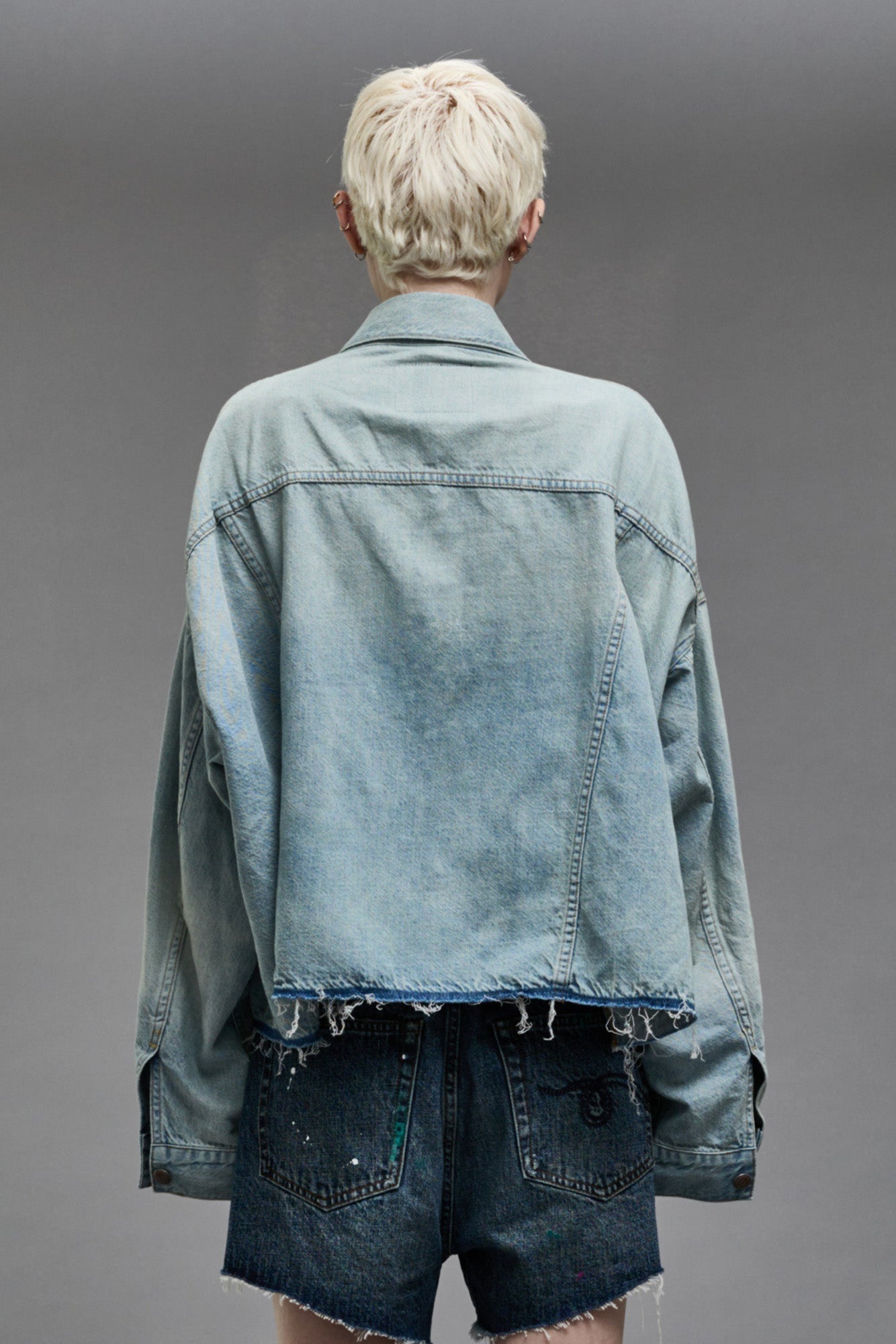 OVERSIZED CUT-OFF TRUCKER JACKET - LENNON BLUE - 6