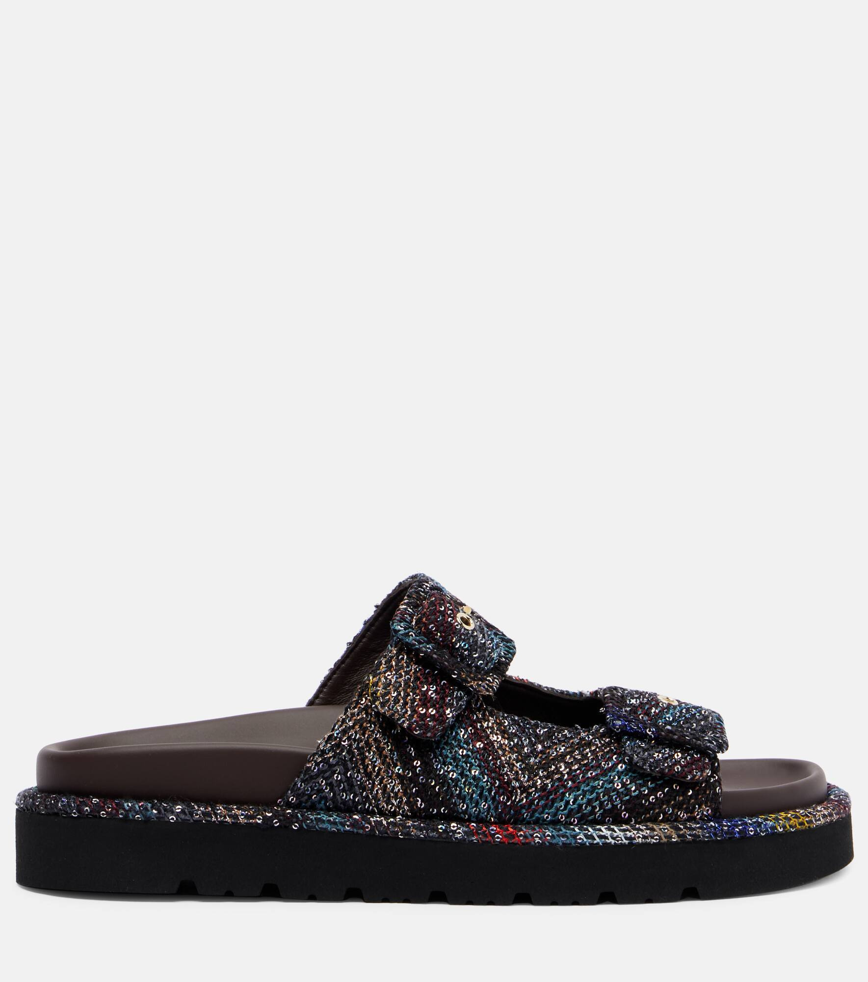 Zigzag sequined leather sandals - 4