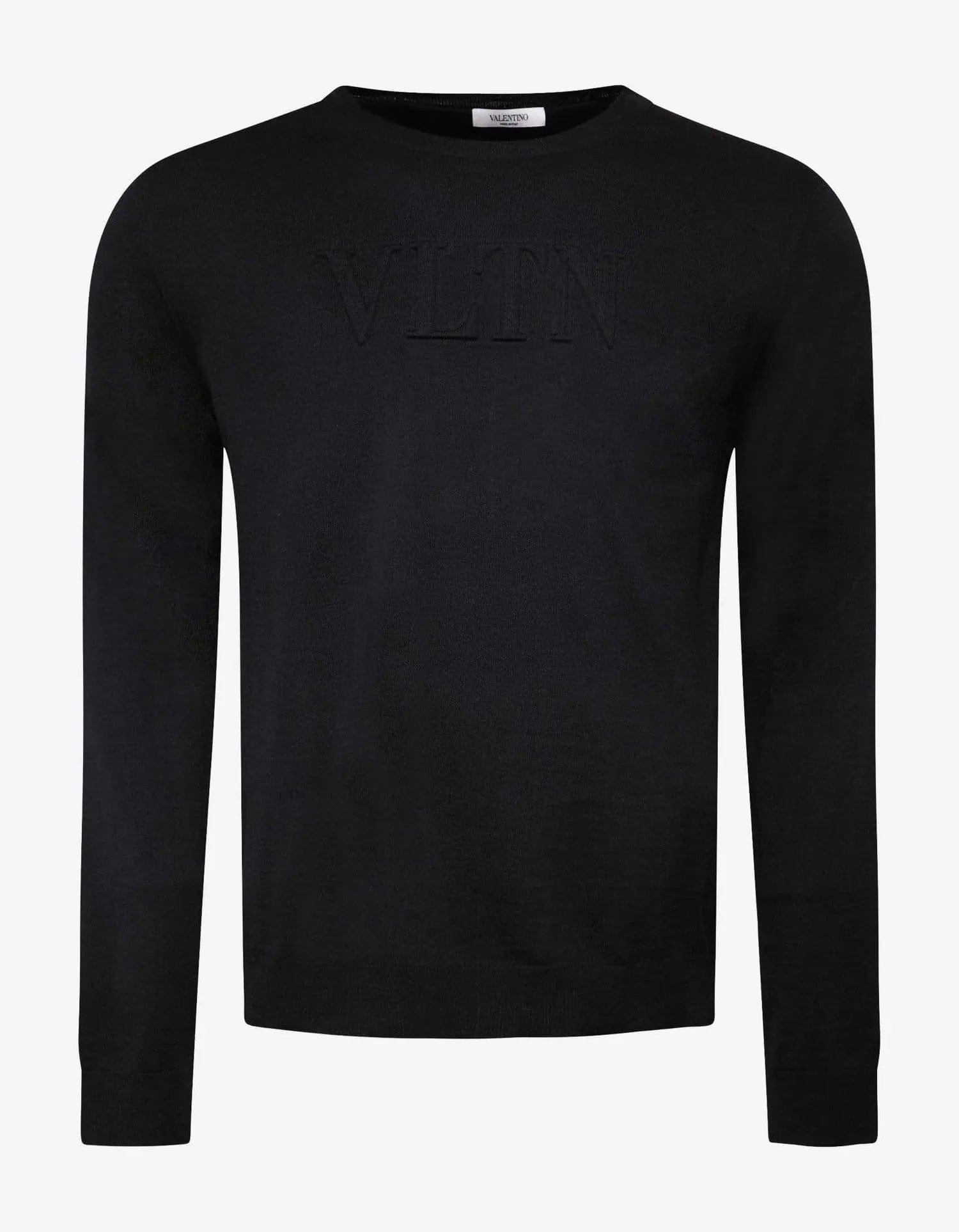 Valentino Valentino Garavani Black VLTN Logo Wool Sweater - 1
