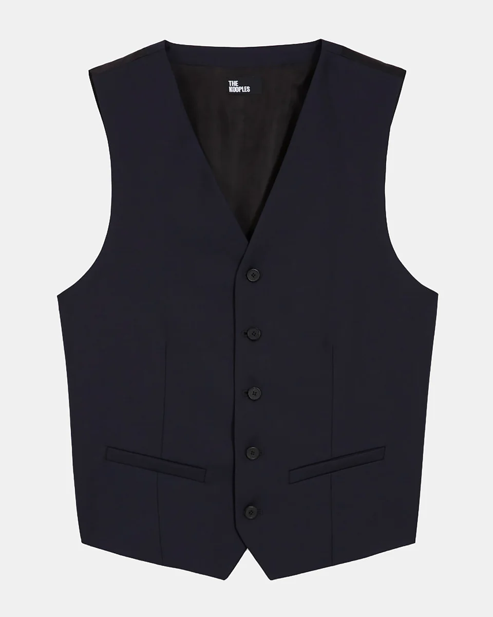 NAVY BLUE WOOL SUIT VEST - 1