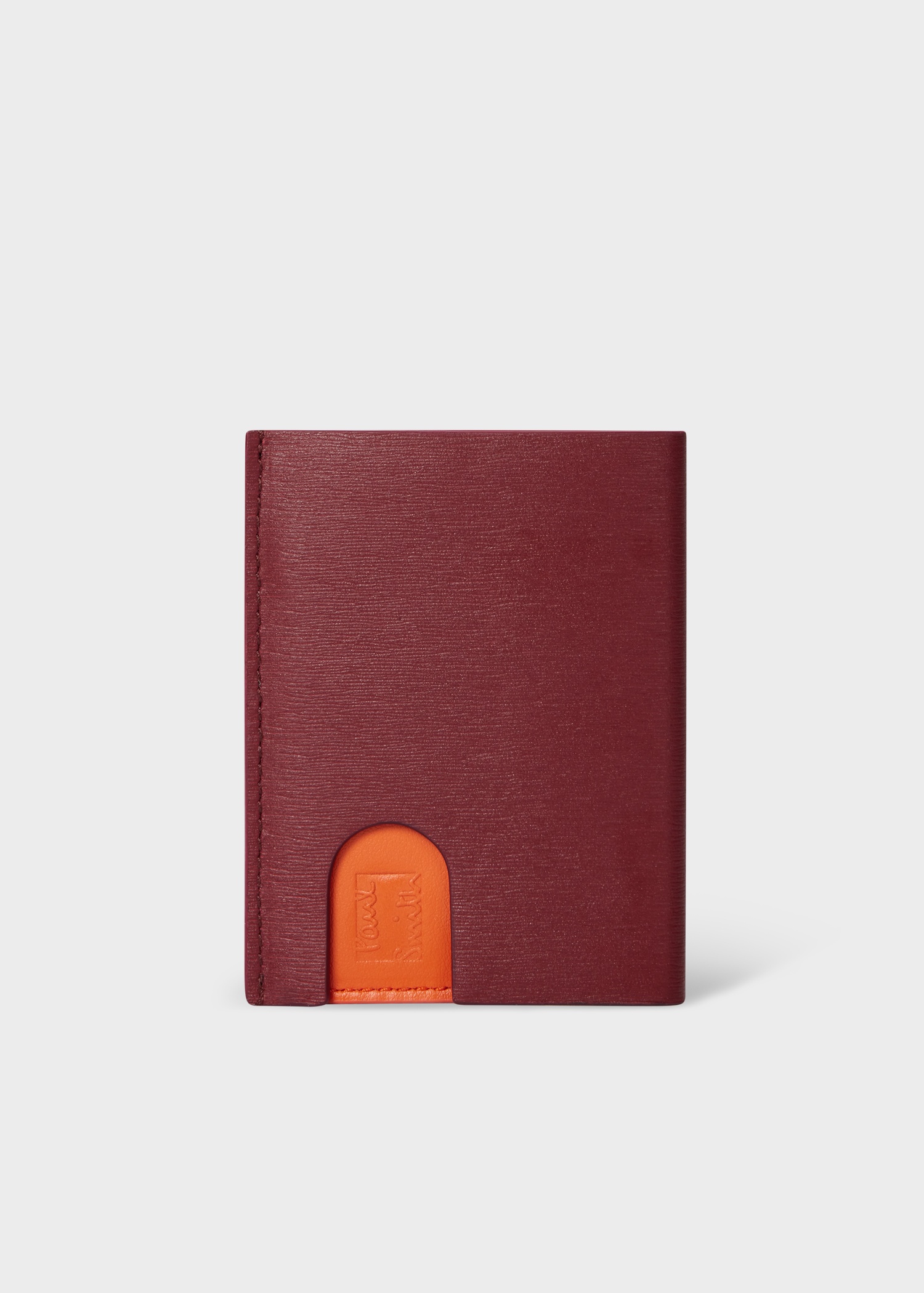 Burgundy and Orange Pop-Up Textured Leather Card Holder - 3